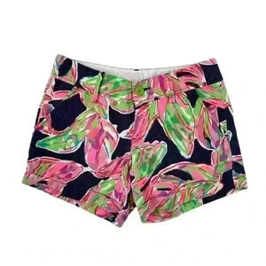 Lilly Pulitzer Shorts Navy In The Vias Palmetto Leaf Callahan Shorts Size 00